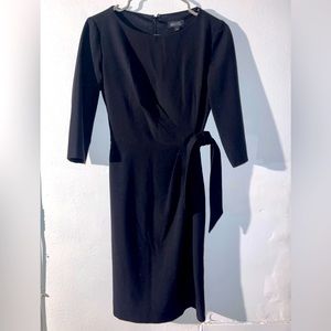 Tahari black dress with side belt